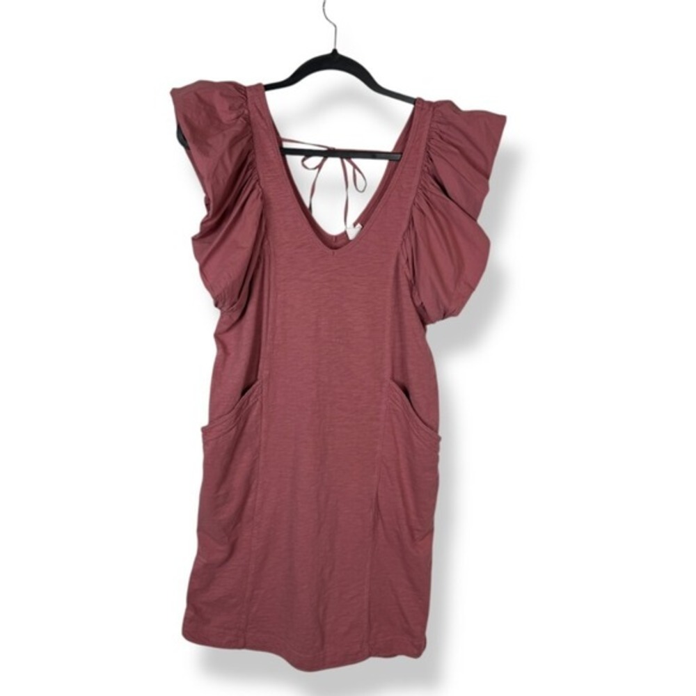Daily Practice Anthropologie Dress Petite Size XS Womens Pink Ruffle Pockets - Picture 2 of 14